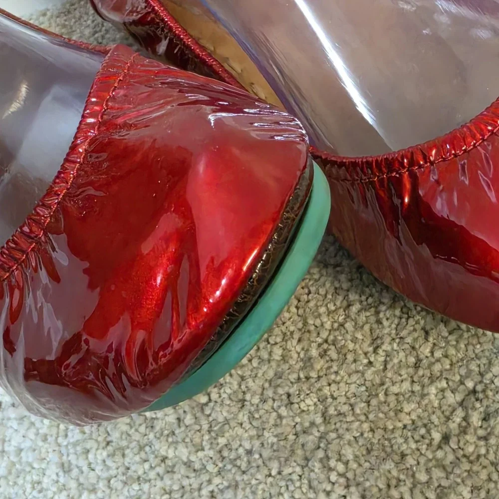Tieks by Gavrieli Patent Leather ❤️ Red Diamond Flats Shoes Sz 7 Limited Edition